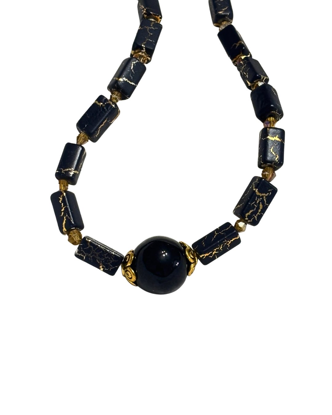 Genuine Onyx Round Hand beaded Beaded Necklace