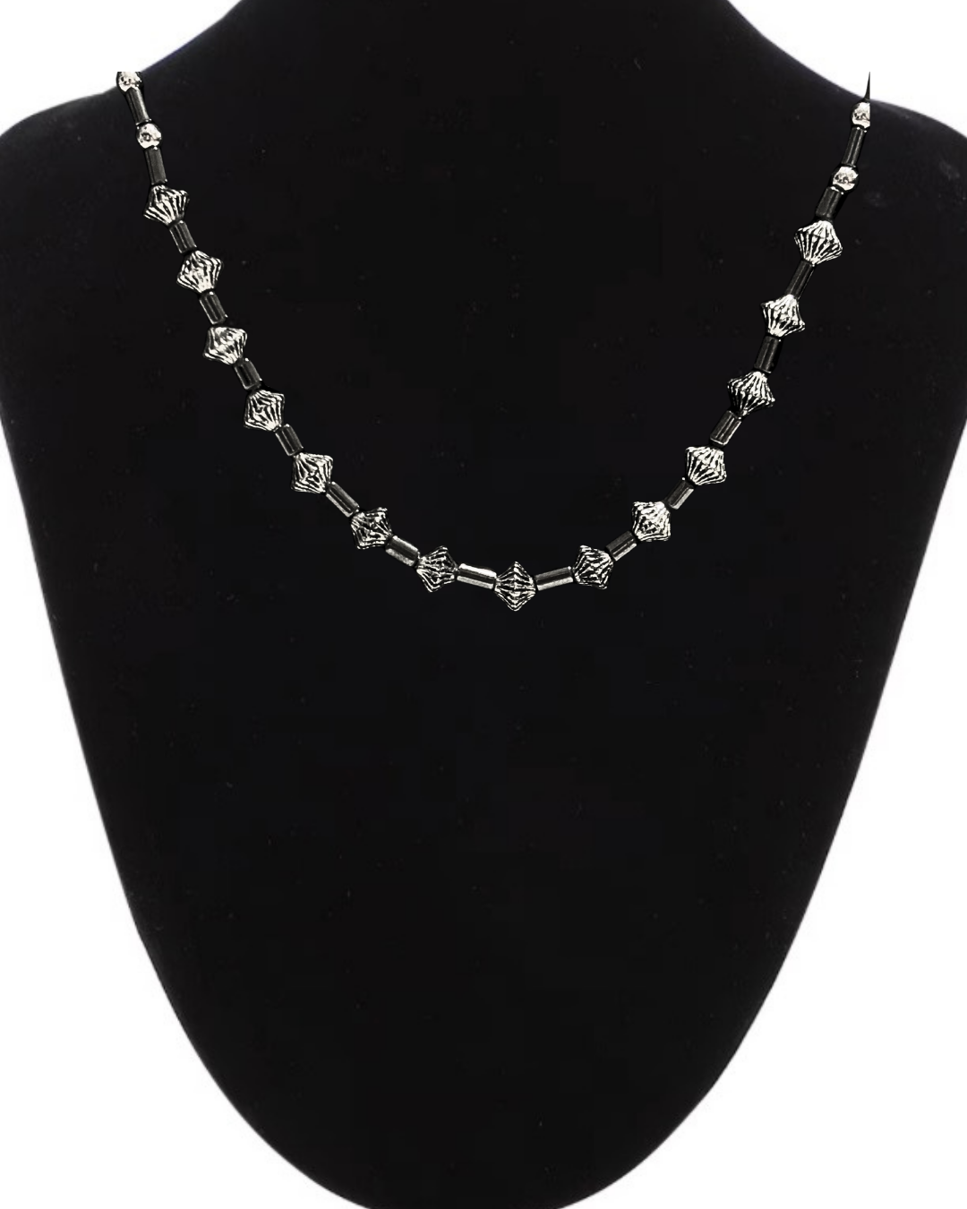 Hematite and Silver Beaded Necklace