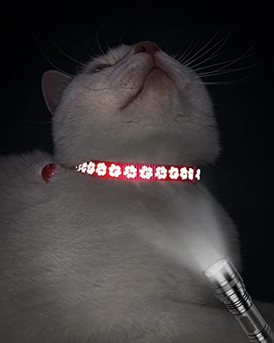 Taglory Reflective Cat Collars Breakaway with Bell, 2-Pack Girl Boy Pet Kitten Collar Adjustable 7.5-12.5 Inch, Green