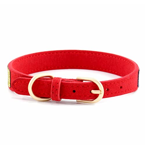 Rhinestone Dog Collar, Cute Dazzling Sparkling Soft Suede Leather Dog Cat Rhinestone Collar Crystal Diamond Pet Dog Puppy Collar (XS, Blue-1)