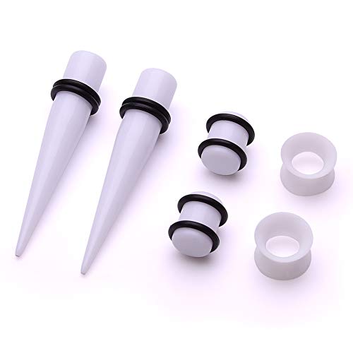 50 Pieces Ear Stretching Kit 14G-00G Acrylic Tapers and Plugs + Silicone Tunnels - Ear Gauges Expander Set Body Piercing Jewelry