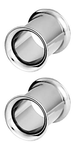 Forbidden Body Jewelry Ear Gauges, Ear Tunnels, Tunnels For Ears, 12G-2 Inch Surgical Steel Mirror Finish Double Flared Tunnel Plug Earrings (Sold in Pairs)