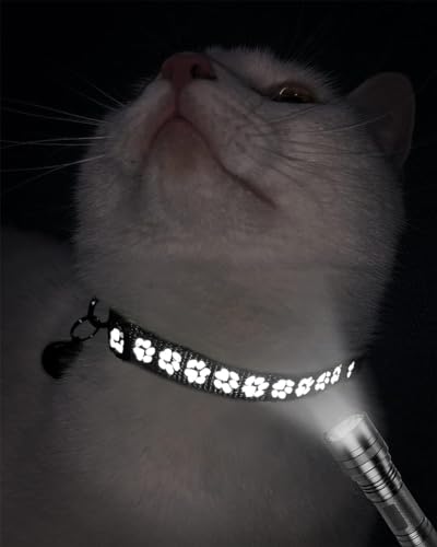 Taglory Reflective Cat Collars Breakaway with Bell, 2-Pack Girl Boy Pet Kitten Collar Adjustable 7.5-12.5 Inch, Green