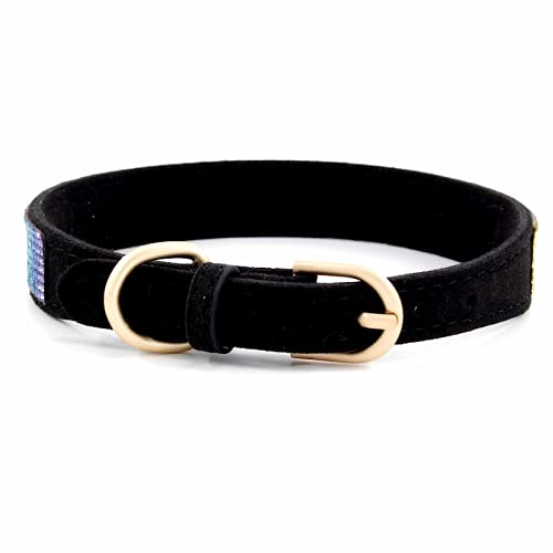 Rhinestone Dog Collar, Cute Dazzling Sparkling Soft Suede Leather Dog Cat Rhinestone Collar Crystal Diamond Pet Dog Puppy Collar (XS, Blue-1)