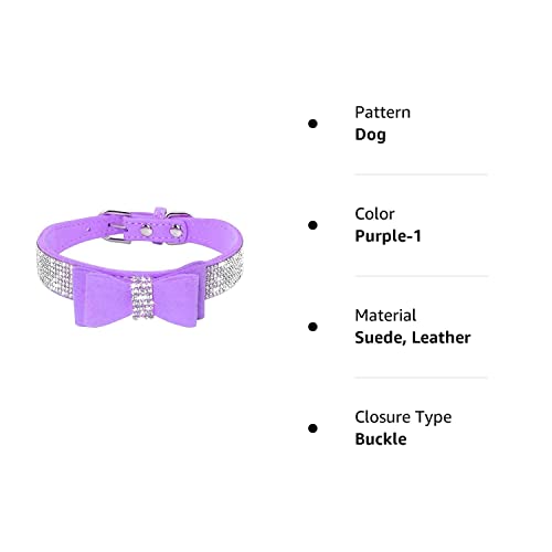 Rhinestone Dog Collar, Cute Dazzling Sparkling Soft Suede Leather Dog Cat Rhinestone Collar Crystal Diamond Pet Dog Puppy Collar (XS, Blue-1)