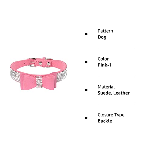 Rhinestone Dog Collar, Cute Dazzling Sparkling Soft Suede Leather Dog Cat Rhinestone Collar Crystal Diamond Pet Dog Puppy Collar (XS, Blue-1)