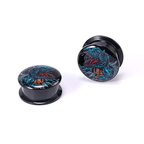 1 Pair Acrylic Solid Screw On Ear Plugs Tunnels Epoxy The Eye of Geometirc Flower Allergy Free 2g - 1 Inch Stretcher Art Color Drawing For Women For Men Body Piercing Jewelry