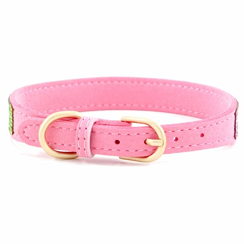 Rhinestone Dog Collar, Cute Dazzling Sparkling Soft Suede Leather Dog Cat Rhinestone Collar Crystal Diamond Pet Dog Puppy Collar (XS, Blue-1)