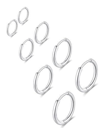 316L Surgical Stainless Steel Huggie Hoop Earrings 6mm 8mm 10mm 11mm 12mm 14mm Hypoallergenic Earrings Hoop Cartilage Helix Lobes Hinged Sleeper Earrings For Men Women Girls