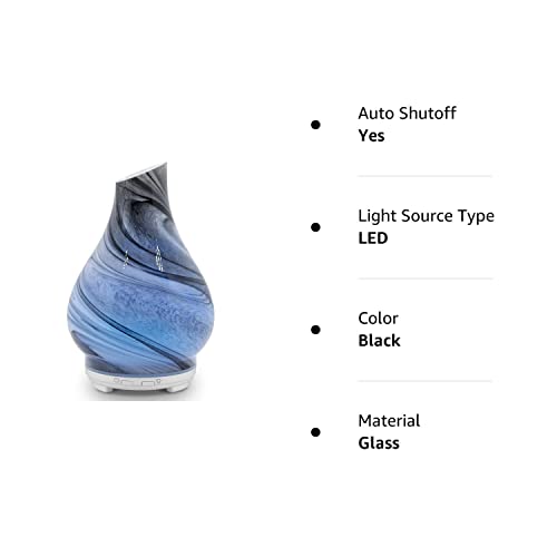 Essential Oil Diffuser 120ml Ultrasonic Aromatherapy Diffuser with Handmade Glass BPA Free, Auto Shut-Off 4 Timer Setting 7 Colors Changed LED for Home Yoga Office (Cobblestone)