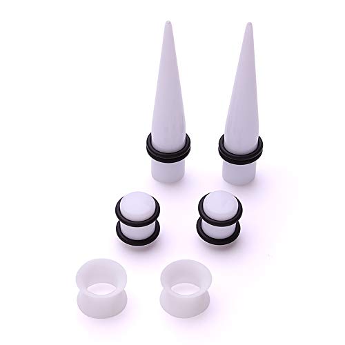 50 Pieces Ear Stretching Kit 14G-00G Acrylic Tapers and Plugs + Silicone Tunnels - Ear Gauges Expander Set Body Piercing Jewelry