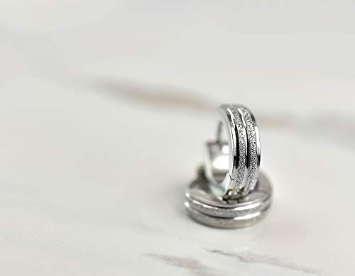 Stainless Steel Hoop Earrings For Men's Women's,Silver/Gold/Black/Blue Hypoallergenic Round Huggie Earrings,Fashion Punk Earrings Piercing Jewelry Gift for Boys Girls