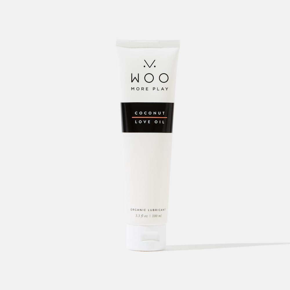 Woo More Play Coconut Love Oil | Organic Coconut Oil Personal Lubricant for Men and Women | Natural and Clean Ingredients | Doubles as Massage Oil | Relaxing Scent | 3.3 fl Oz