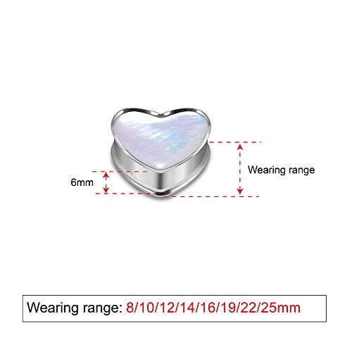 2PCS 8mm-25mm Pearl Shell Ear Gauges Saddle Tunnels 316L Stainless Steel Teardrop Heart Shape Double Flared Plugs Expander Stretcher Piercing