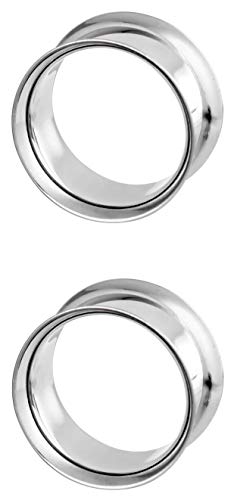 Forbidden Body Jewelry Ear Gauges, Ear Tunnels, Tunnels For Ears, 12G-2 Inch Surgical Steel Mirror Finish Double Flared Tunnel Plug Earrings (Sold in Pairs)