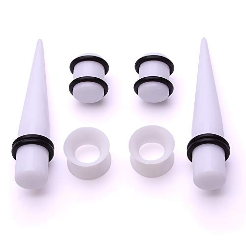 50 Pieces Ear Stretching Kit 14G-00G Acrylic Tapers and Plugs + Silicone Tunnels - Ear Gauges Expander Set Body Piercing Jewelry