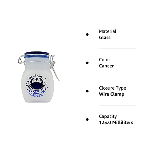 Zodiac Sign Quarter Oz (125ml) Smell Proof Airtight Glass Storage Jar, 3.25'' (Capricorn Astrology Sign)