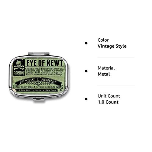 HOMETRIP Metal 2 Compartment Pill Organizer Travel Friendly Portable Compact Pill Box Cute Pill Case to Hold Vitamins/Fish Oil/Supplements/Meds/Tablet for Purse/Pocket (Concentrated Poison)