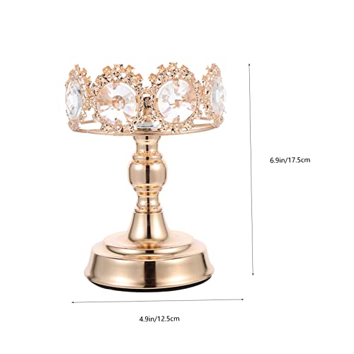 Alipis Crystal Candle Holder Candle Holder Centerpiece Candle Holder Rhinestone Metal Candle Gold Candlestick Holder Candle Holder Crystal 3 Wick Candle Holder Crafts Iron Banquet Fashion