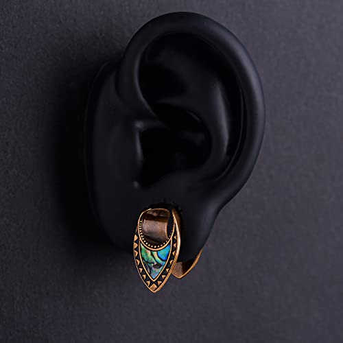 2PCS Opening Saddle Plugs Opal Ear Gauges Tunnels For Sretcher Expander Ears Elegant Floral Double Flared Piercing Earrings For Women 0g-1"