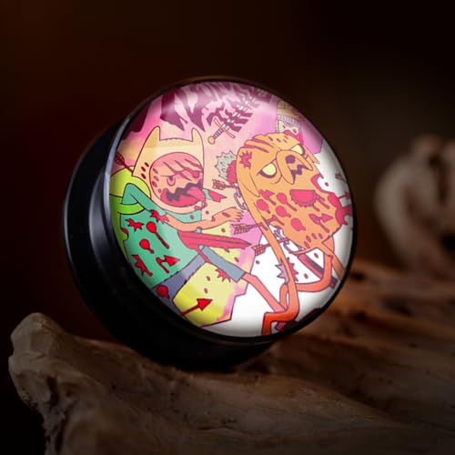 2PCS Acrylic Solid Screw On Ear Plugs and Tunnels Hand Drawn Illustrations Epoxy Allergy Free Ear Gauge Stretcher For Women Men Body Piercing Jewelry