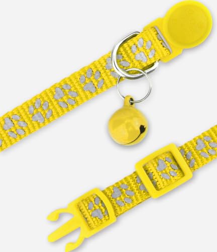 Taglory Reflective Cat Collars Breakaway with Bell, 2-Pack Girl Boy Pet Kitten Collar Adjustable 7.5-12.5 Inch, Green
