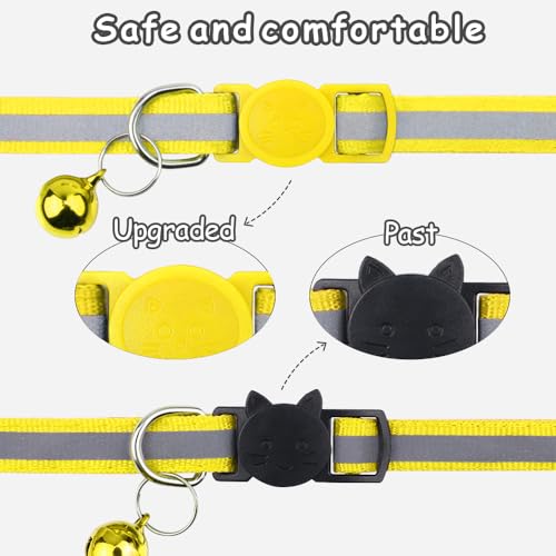 Taglory Reflective Cat Collars Breakaway with Bell, 2-Pack Girl Boy Pet Kitten Collar Adjustable 7.5-12.5 Inch, Green