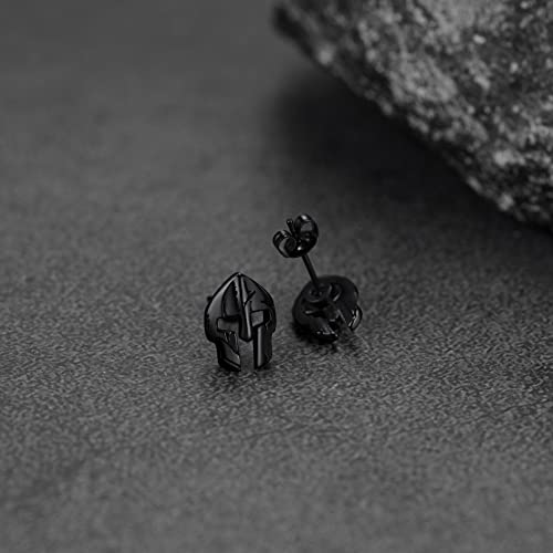 FaithHeart Spartan Helmet Stud Earrings for Men Women, Stainless Steel/18K Gold Plated Greece Jewelry with Delicate Gift Packaging