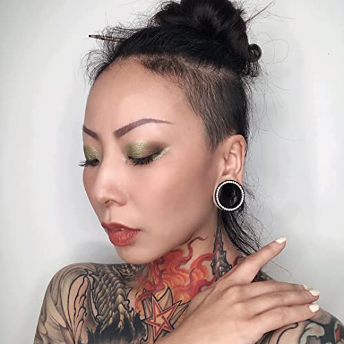 1 Pair Surgical Steel Screw Fit Tunnels Ear Plug Gauges Gold Gem Expander Stretcher Earrings 6mm-25mm