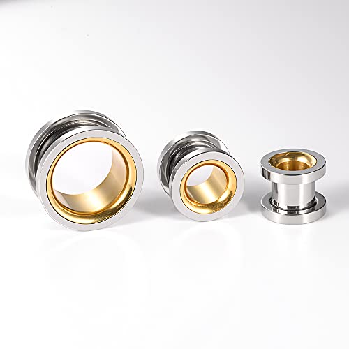 2PCS Stainless Steel Screw Ear Gauges Tunnels Hollow Double Flare Black Gold For Man For Woman Body Piercing Jewelry 6mm-30mm Stretcher