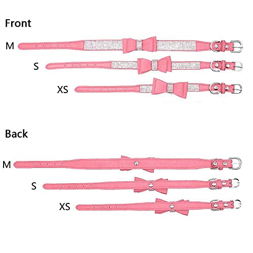 Rhinestone Dog Collar, Cute Dazzling Sparkling Soft Suede Leather Dog Cat Rhinestone Collar Crystal Diamond Pet Dog Puppy Collar (XS, Blue-1)