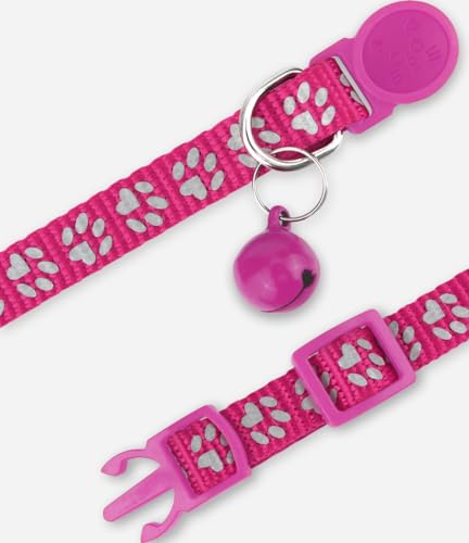 Taglory Reflective Cat Collars Breakaway with Bell, 2-Pack Girl Boy Pet Kitten Collar Adjustable 7.5-12.5 Inch, Green