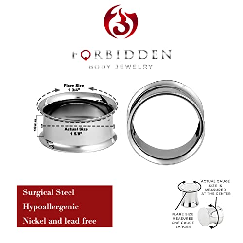 Forbidden Body Jewelry Ear Gauges, Ear Tunnels, Tunnels For Ears, 12G-2 Inch Surgical Steel Mirror Finish Double Flared Tunnel Plug Earrings (Sold in Pairs)
