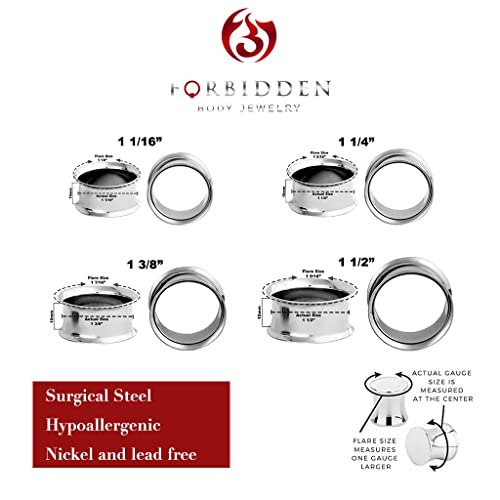 Forbidden Body Jewelry Ear Gauges, Ear Tunnels, Tunnels For Ears, 12G-2 Inch Surgical Steel Mirror Finish Double Flared Tunnel Plug Earrings (Sold in Pairs)