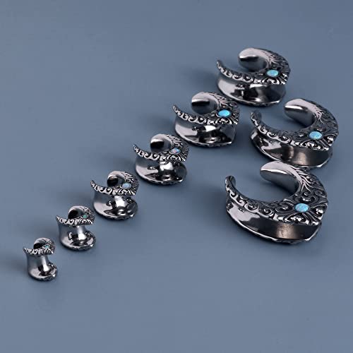 2PCS Opening Saddle Plugs Opal Ear Gauges Tunnels For Sretcher Expander Ears Elegant Floral Double Flared Piercing Earrings For Women 0g-1"
