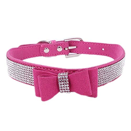 Rhinestone Dog Collar, Cute Dazzling Sparkling Soft Suede Leather Dog Cat Rhinestone Collar Crystal Diamond Pet Dog Puppy Collar (XS, Blue-1)