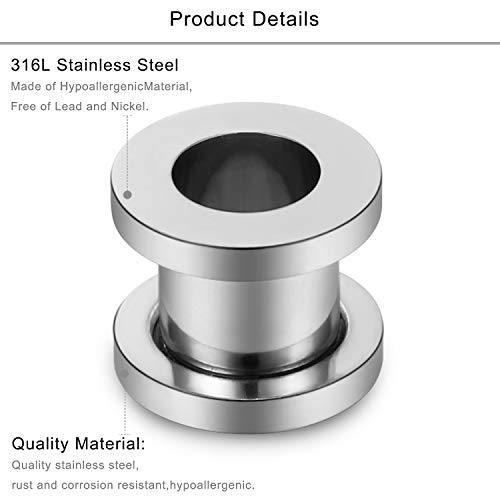 Lcolyoli Screw Fit Ear Gauges Kit Surgical Steel Tunnel Expander Earrings Earlobe Plugs Body Piercing Jewelry Set for Women Men 14G-00G 12 Pieces