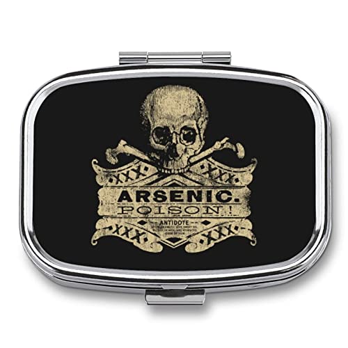 HOMETRIP Metal 2 Compartment Pill Organizer Travel Friendly Portable Compact Pill Box Cute Pill Case to Hold Vitamins/Fish Oil/Supplements/Meds/Tablet for Purse/Pocket (Concentrated Poison)