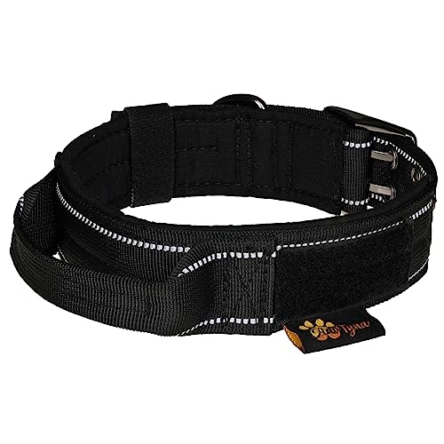 ADITYNA - Heavy Duty Dog Collar with Handle - Thick Dog Collar for Large Dogs - Wide, Reflective, Tactical, Soft Neoprene Padded - Perfect Dog Collar for Training and Walking