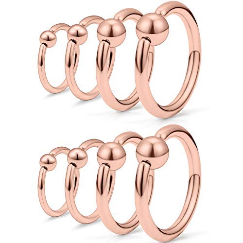 SCERRING 4 Pairs 20G 16G 14G 12G Stainless Steel Captive Bead Ring Nose Hoop Rings Eyebrow Lip Ear Tragus Cartilage Daith Septum Nipple Belly PA Retainer Piercing Jewelry 10-16mm