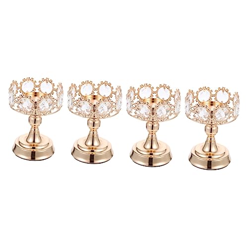 Alipis Crystal Candle Holder Candle Holder Centerpiece Candle Holder Rhinestone Metal Candle Gold Candlestick Holder Candle Holder Crystal 3 Wick Candle Holder Crafts Iron Banquet Fashion