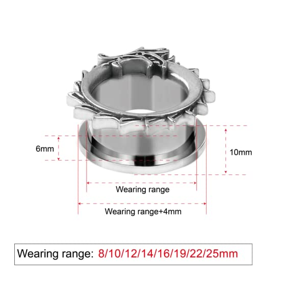 1 Pair Stainless Steel Ear Gauges Tunnels Ouroboros Snake Eat Tails Silver Vintage 2g-1 Inch Double Flare For Men For Women