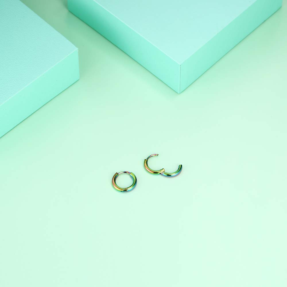 316L Surgical Stainless Steel Huggie Hoop Earrings 6mm 8mm 10mm 11mm 12mm 14mm Hypoallergenic Earrings Hoop Cartilage Helix Lobes Hinged Sleeper Earrings For Men Women Girls