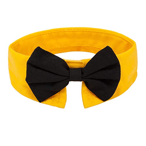 Handcrafted Adjustable Formal Pet Bowtie Collar Neck Tie for Dogs & Cats (S, Black)