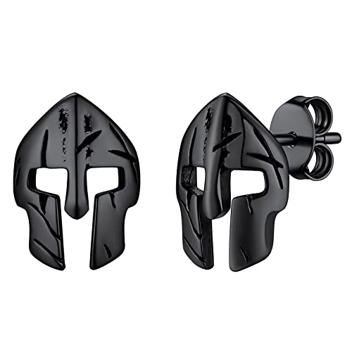 FaithHeart Spartan Helmet Stud Earrings for Men Women, Stainless Steel/18K Gold Plated Greece Jewelry with Delicate Gift Packaging