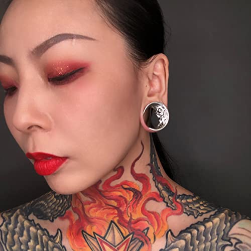 2PCS Moon Ear Gauges Ear Plugs and Tunnels Gauge for Ears Expander Piercing Gauge 10mm-25mm(00g-1")
