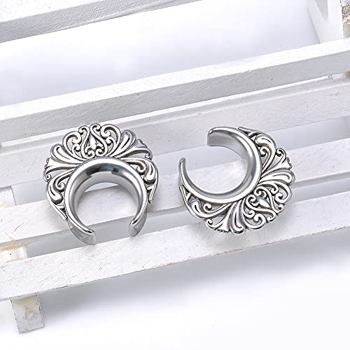 2PCS Moon Ear Gauges Ear Plugs and Tunnels Gauge for Ears Expander Piercing Gauge 10mm-25mm(00g-1")