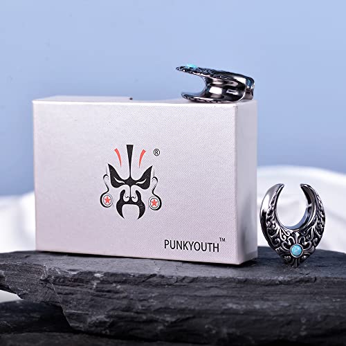 2PCS Opening Saddle Plugs Opal Ear Gauges Tunnels For Sretcher Expander Ears Elegant Floral Double Flared Piercing Earrings For Women 0g-1"