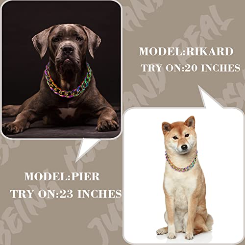 18K Gold Plated Dog Chain Collar-3/4 Inch (20mm) Width Cuban Link Durable Dog Necklace, Cute Fashion Pet Collar for Pit Bulldog, Light Metal Jewelry Bold Chain Puppy Accessories (26 inch, Gold)