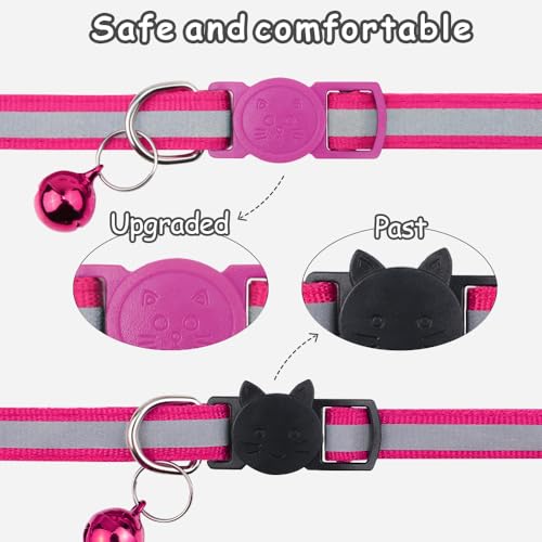 Taglory Reflective Cat Collars Breakaway with Bell, 2-Pack Girl Boy Pet Kitten Collar Adjustable 7.5-12.5 Inch, Green